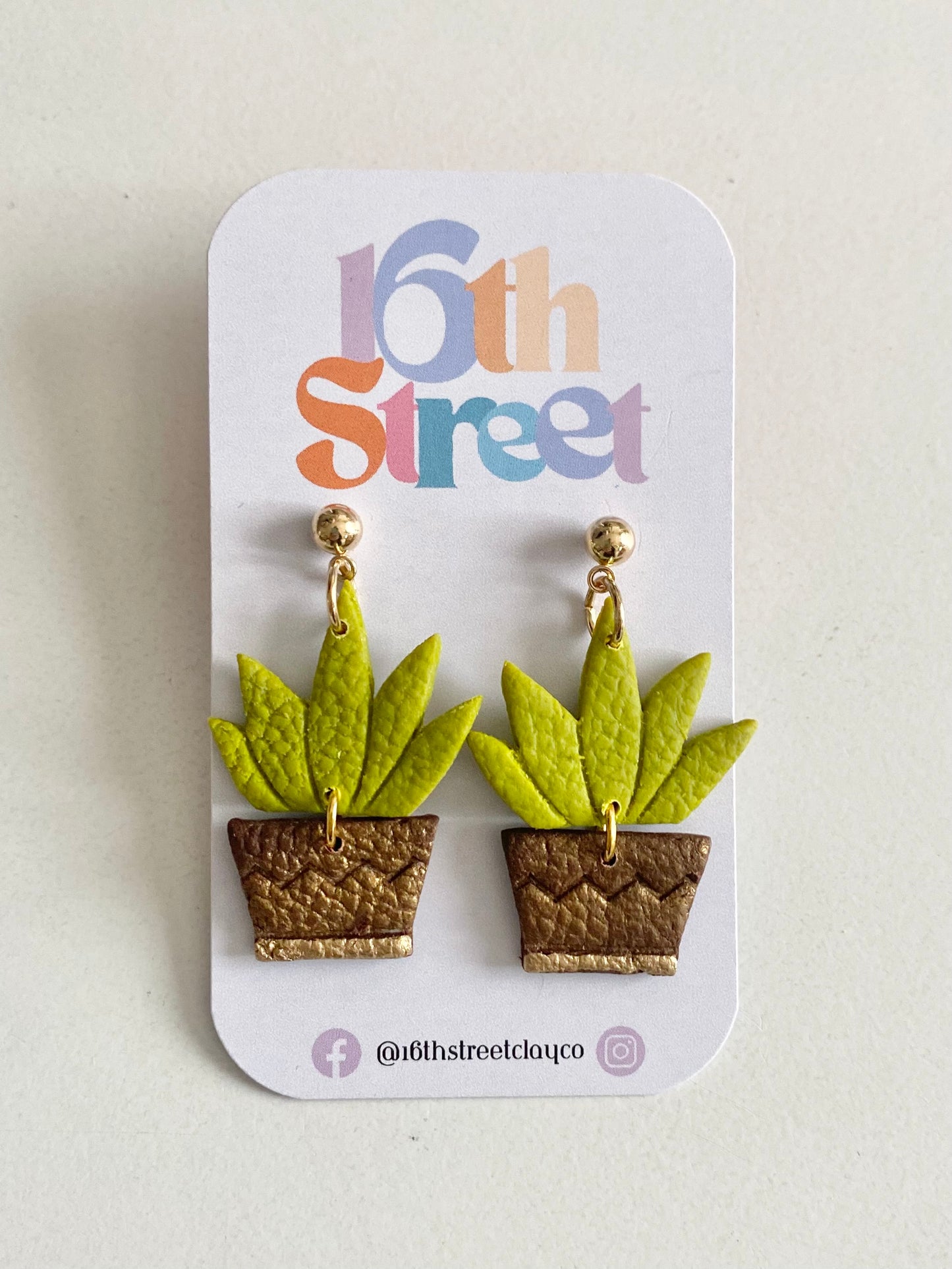 Succulent Dangle Earrings | Handmade Polymer Clay Earrings