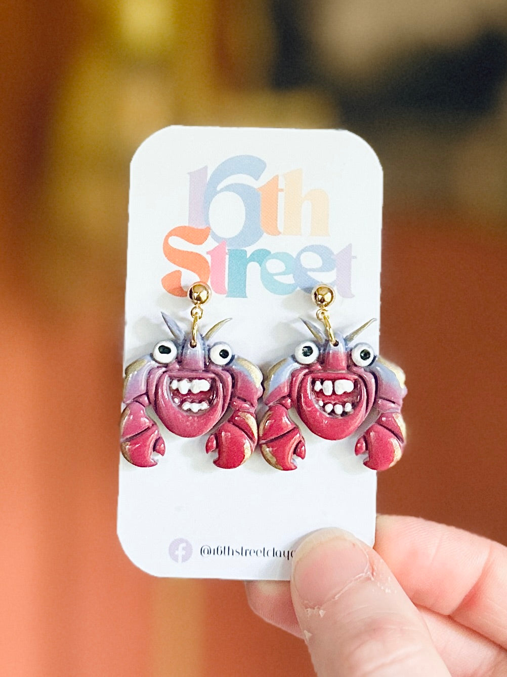 Lobster Friend Dangles | Handmade Polymer Clay Earrings