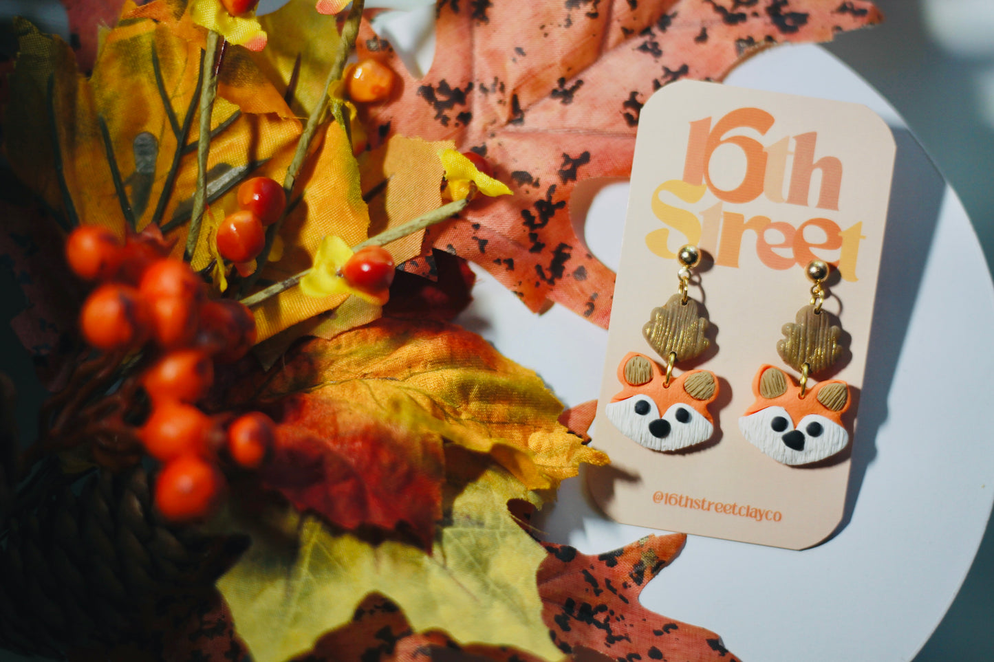 Fox Dangles | Handmade Polymer Clay Earrings