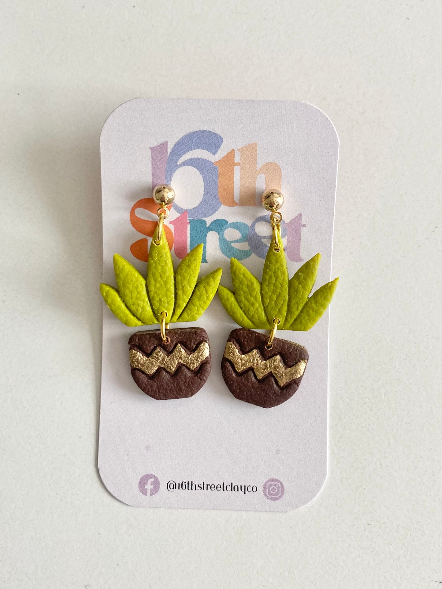 Succulent Dangle Earrings | Handmade Polymer Clay Earrings
