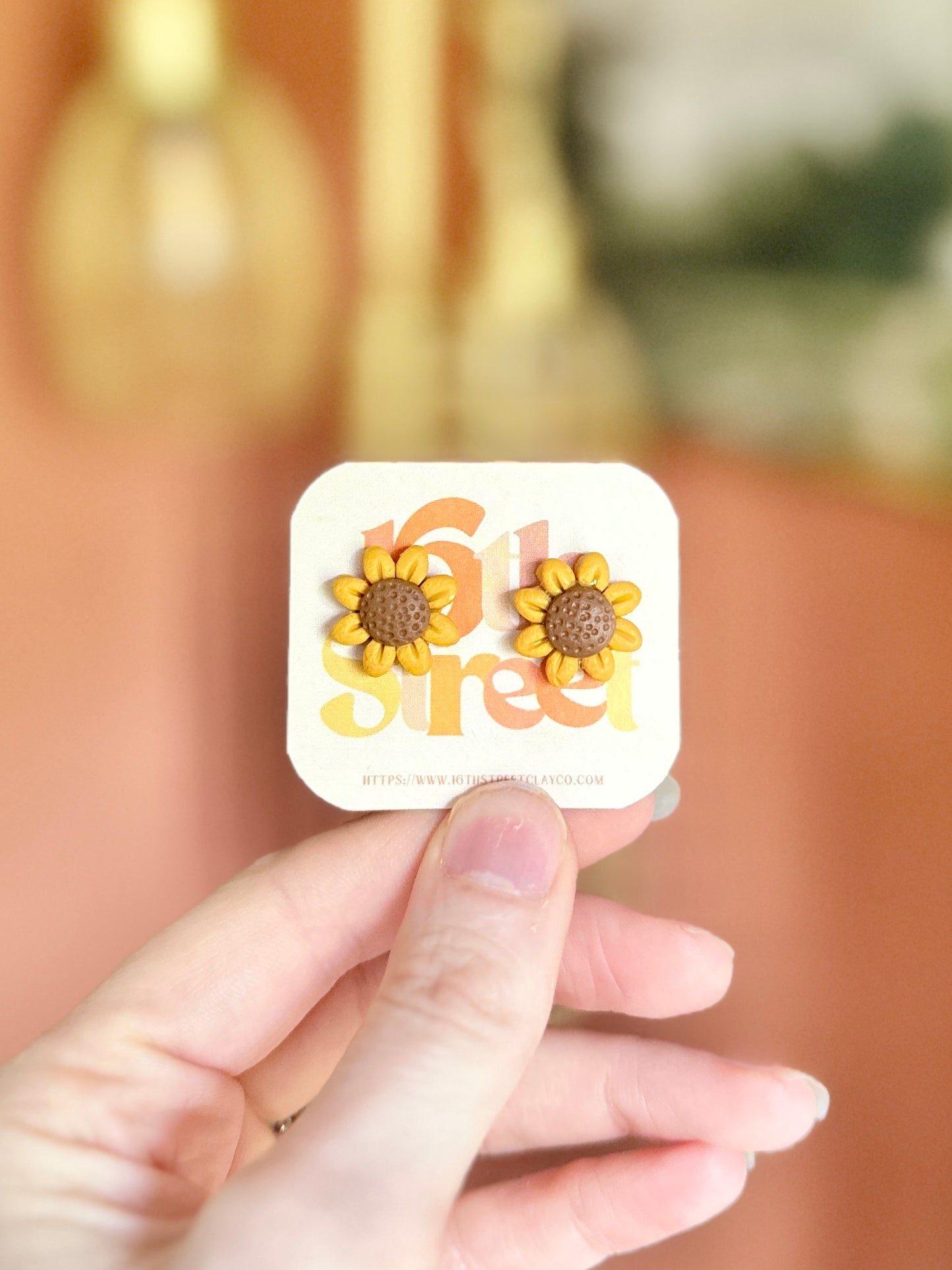 Sunflower Studs | Handmade Polymer Clay Earrings