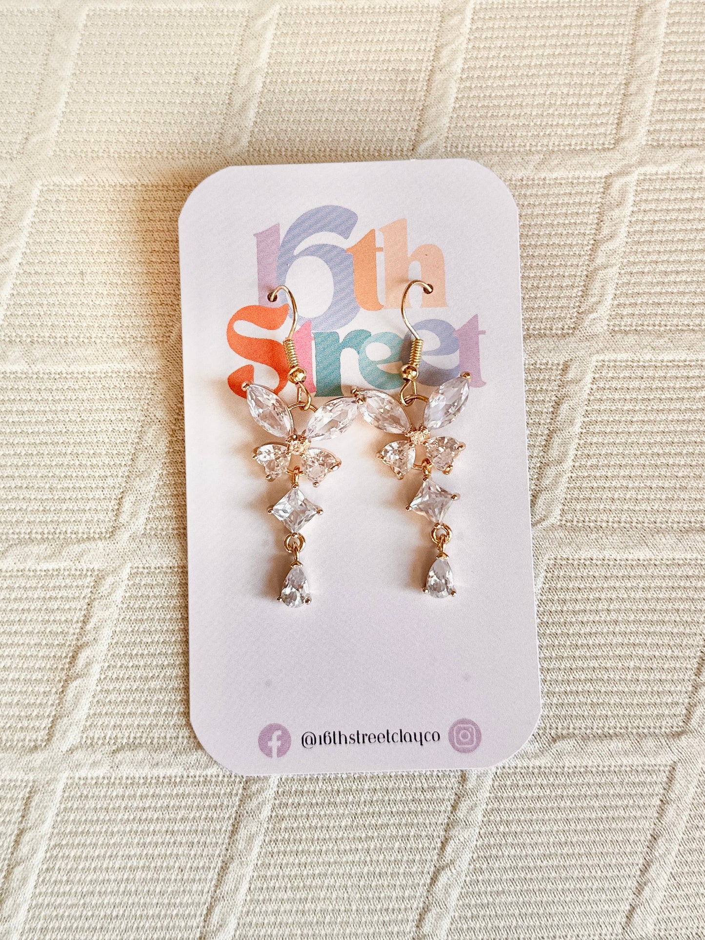 Crystal Clear Butterfly Earrings - Metal Earrings