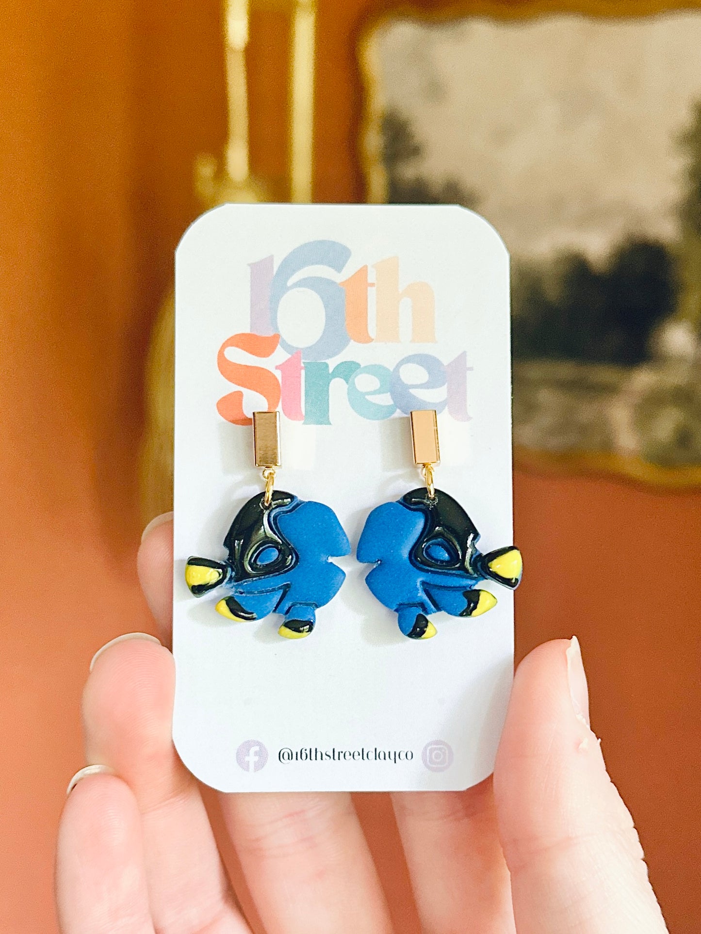 Blue Fish Friend Dangles | Handmade Polymer Clay Earrings