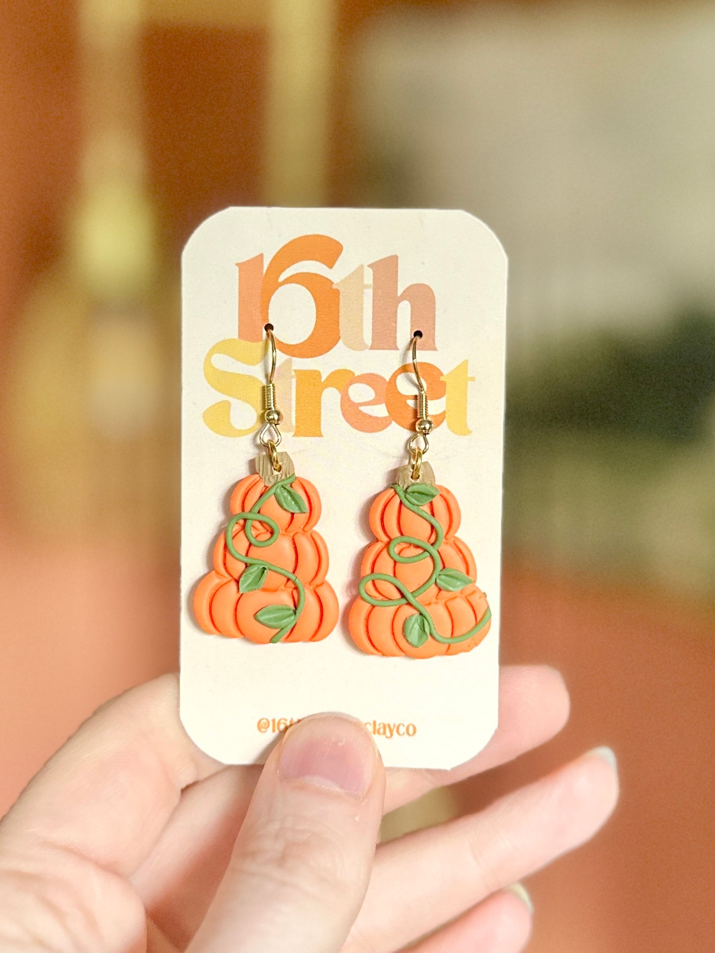 Pumpkin Trio Dangles | Handmade Polymer Clay Earrings