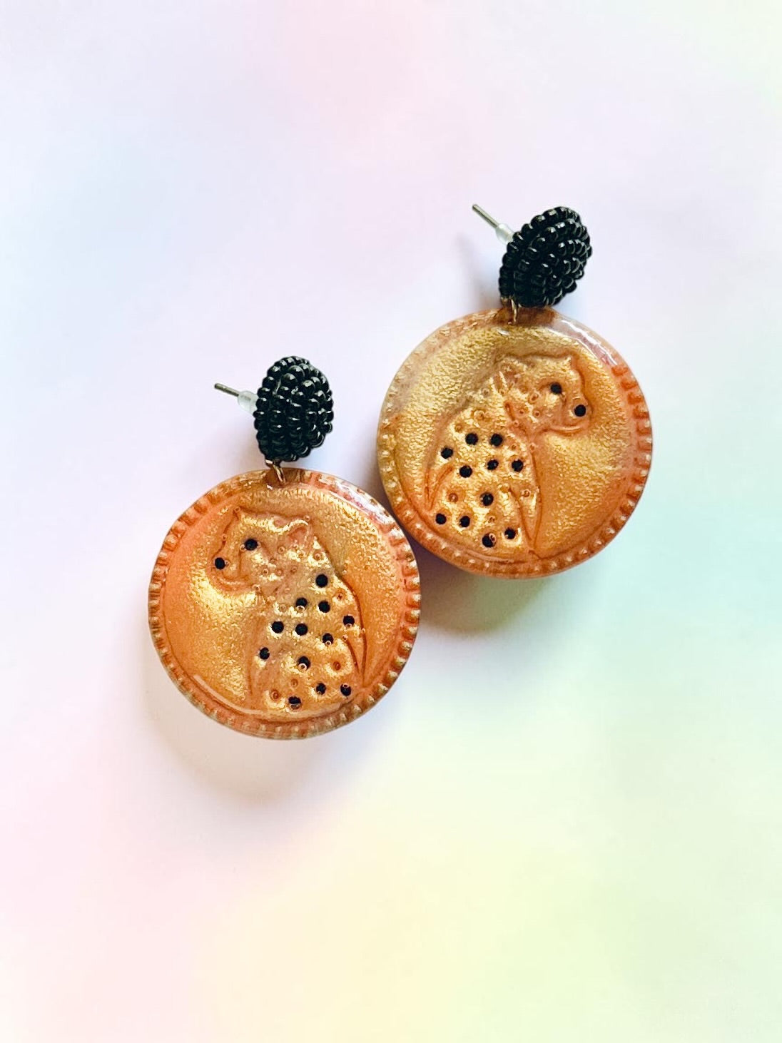 Leopard Dangles | Handmade Polymer Clay Earrings