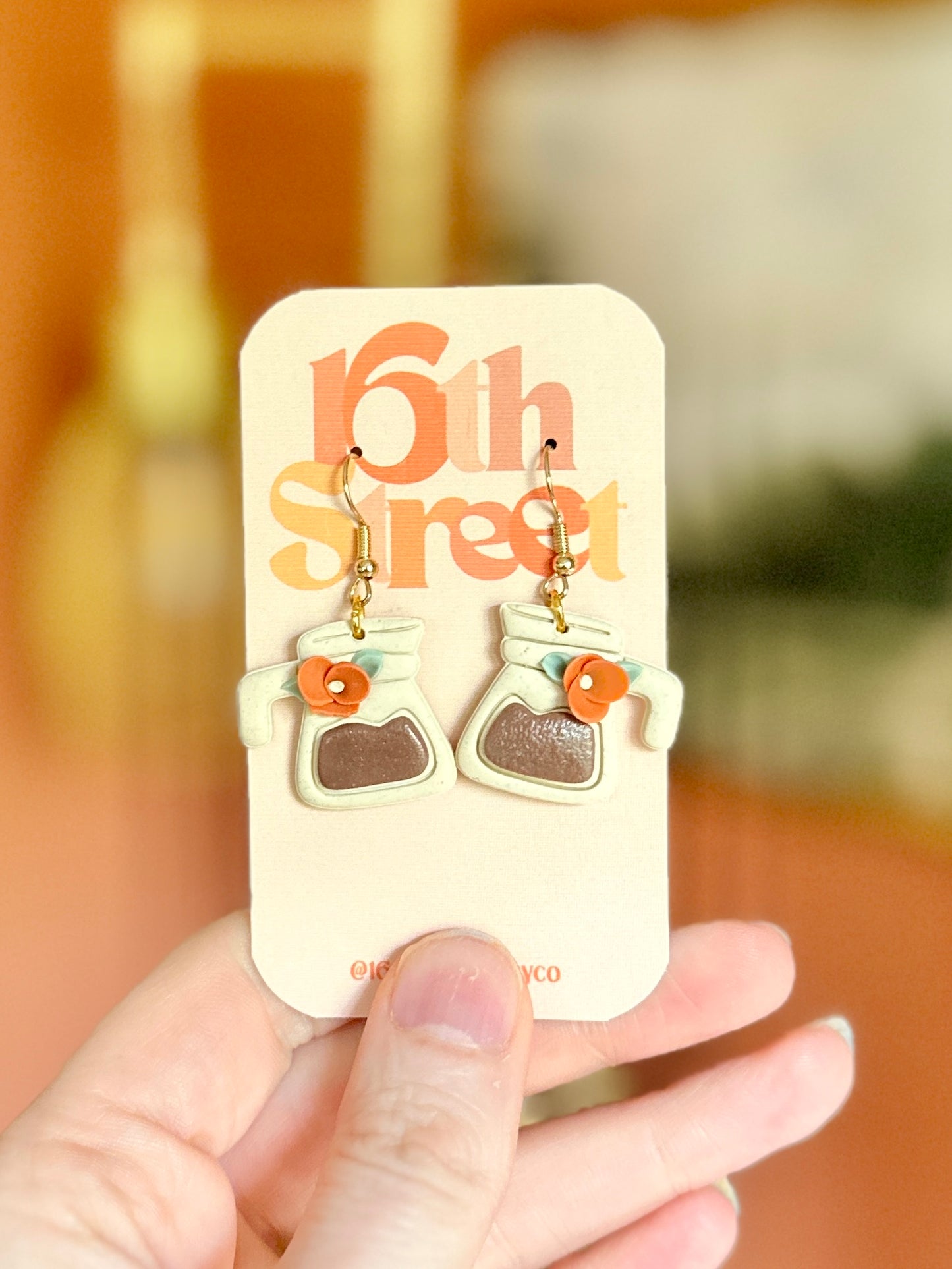 Coffee Pot Dangles | Handmade Polymer Clay Earrings
