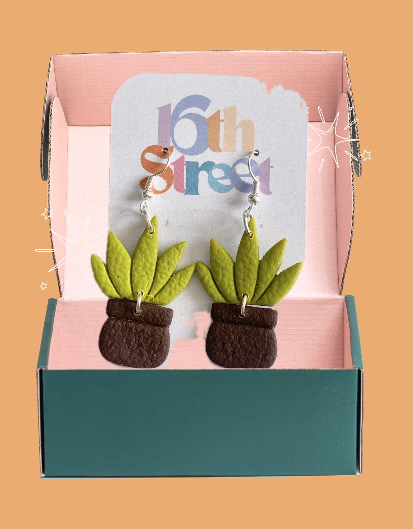 Succulent Dangle Earrings | Handmade Polymer Clay Earrings