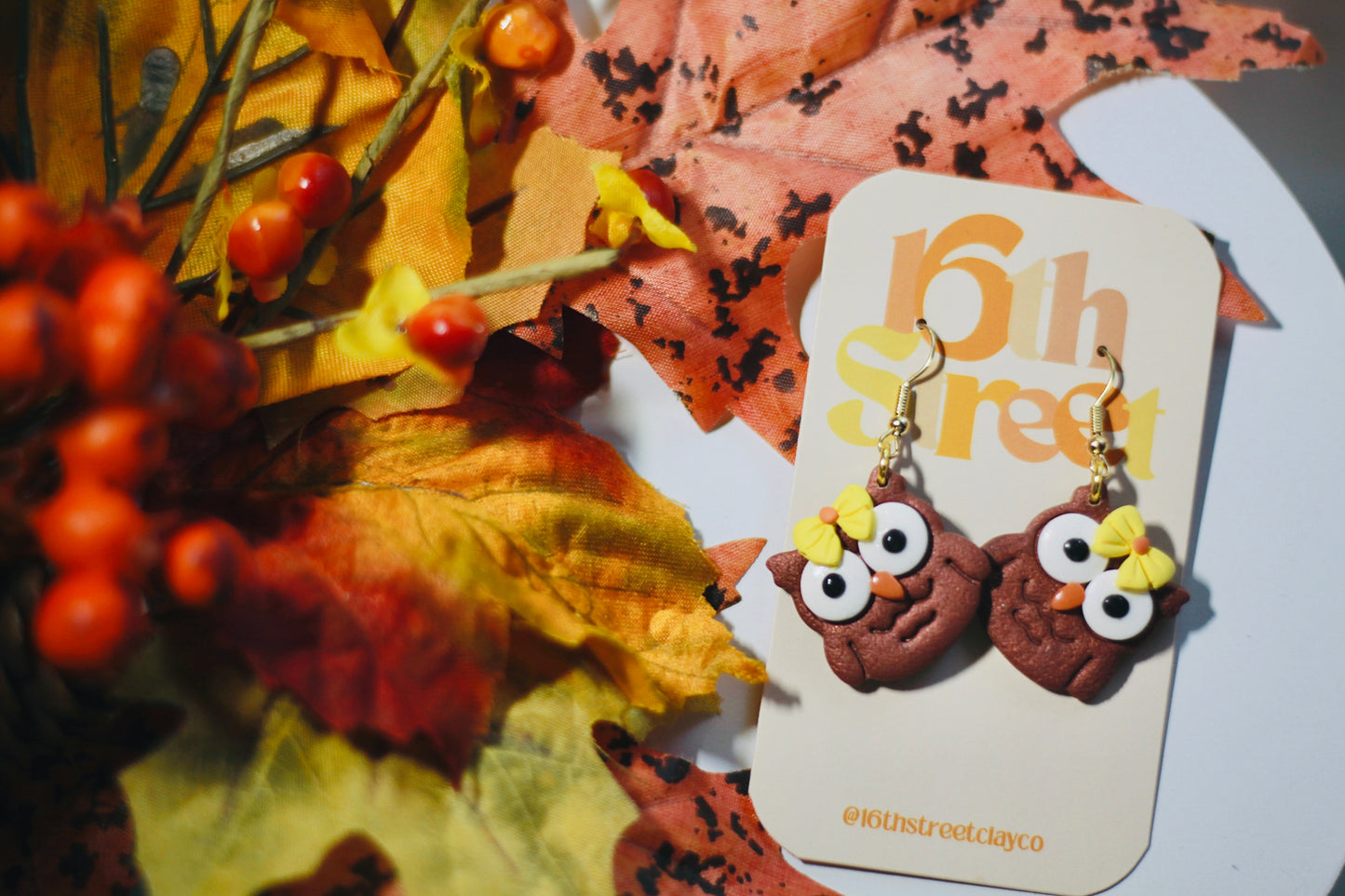 Owl Dangles | Handmade Polymer Clay Earrings