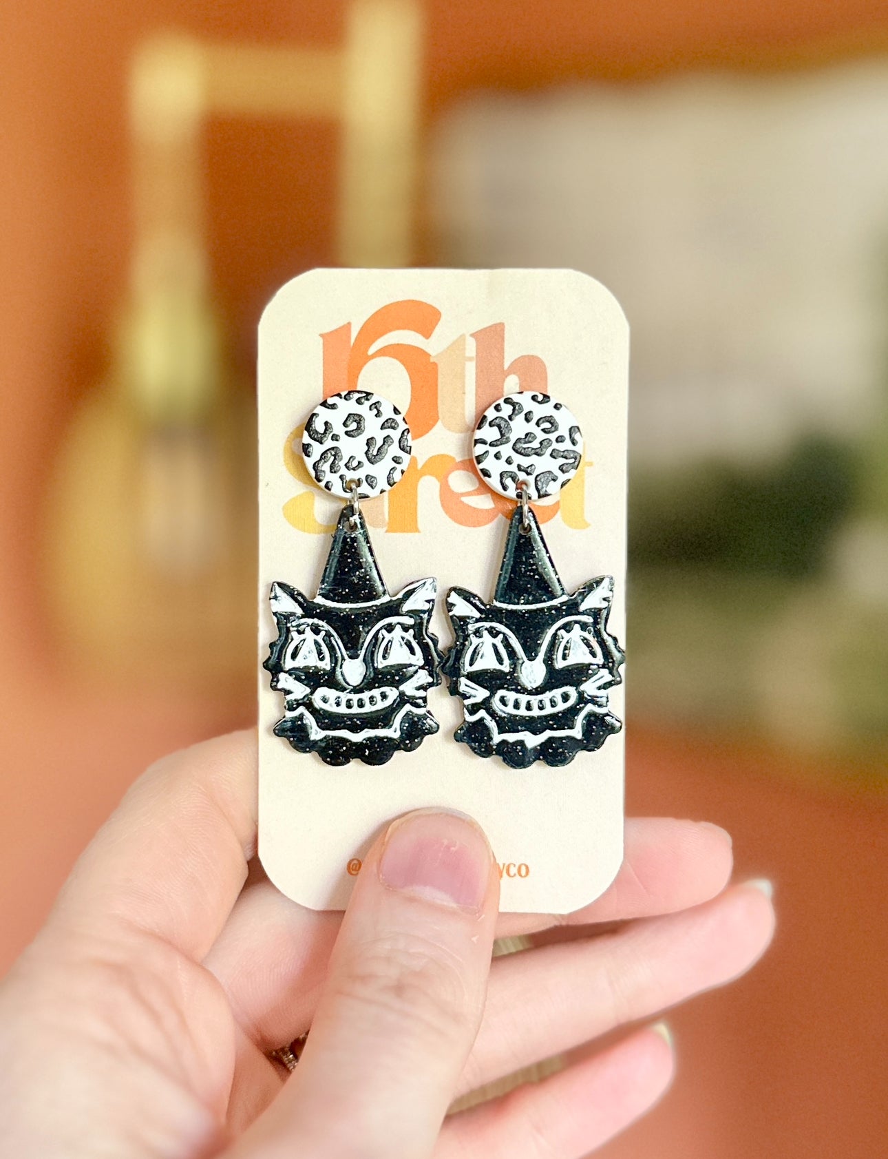 Black Cat Dangles | Handmade Polymer Clay Earrings