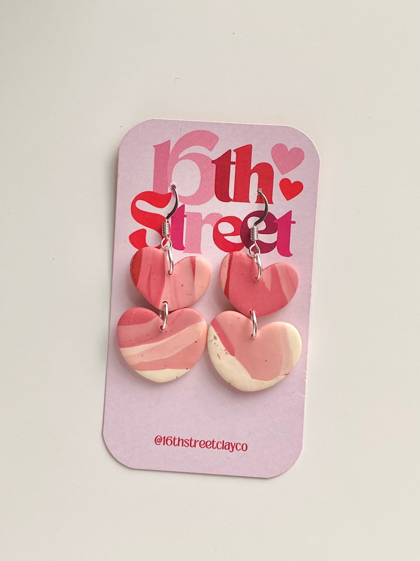 Assorted Heart Dangles | Handmade Polymer Clay Earrings