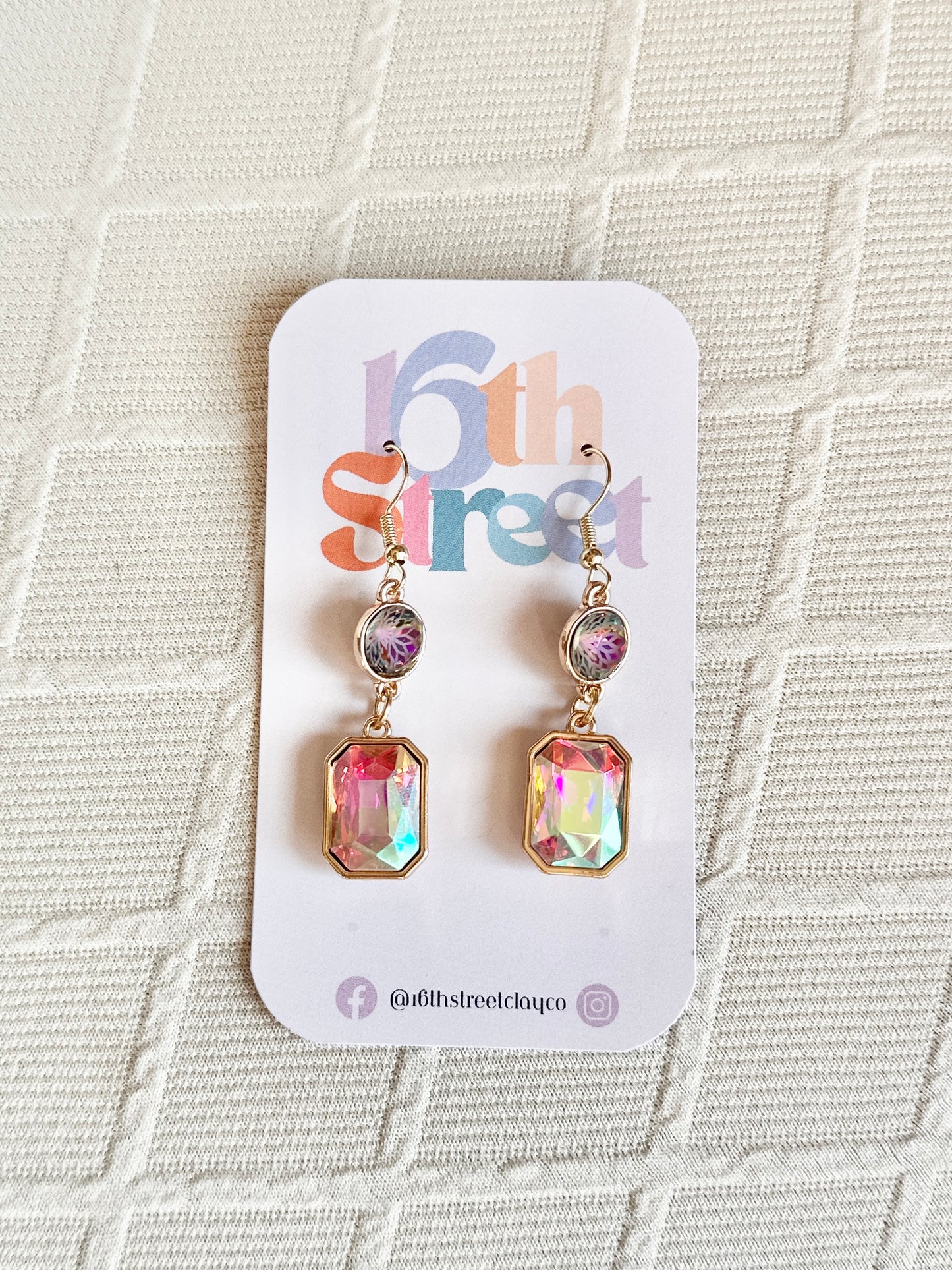 Sparkly and Pink Dangles - Metal Earrings