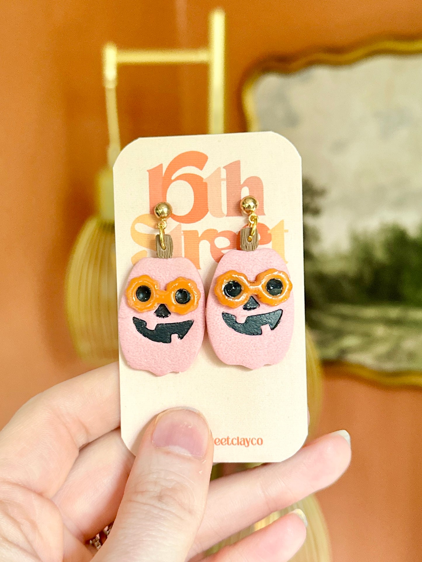Stylin’ Pumpkin Dangles | Handmade Polymer Clay Earrings