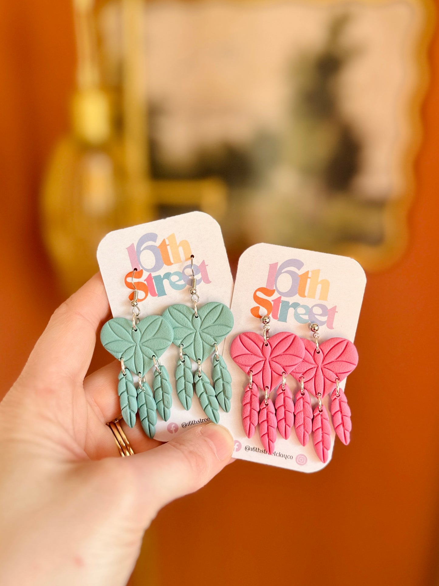 Birds of a Feather Dangles - Pink | Handmade Polymer Clay Earrings