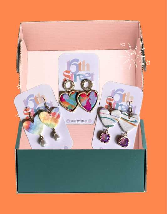Fancy Heart Dangles | Handmade Polymer Clay Earrings