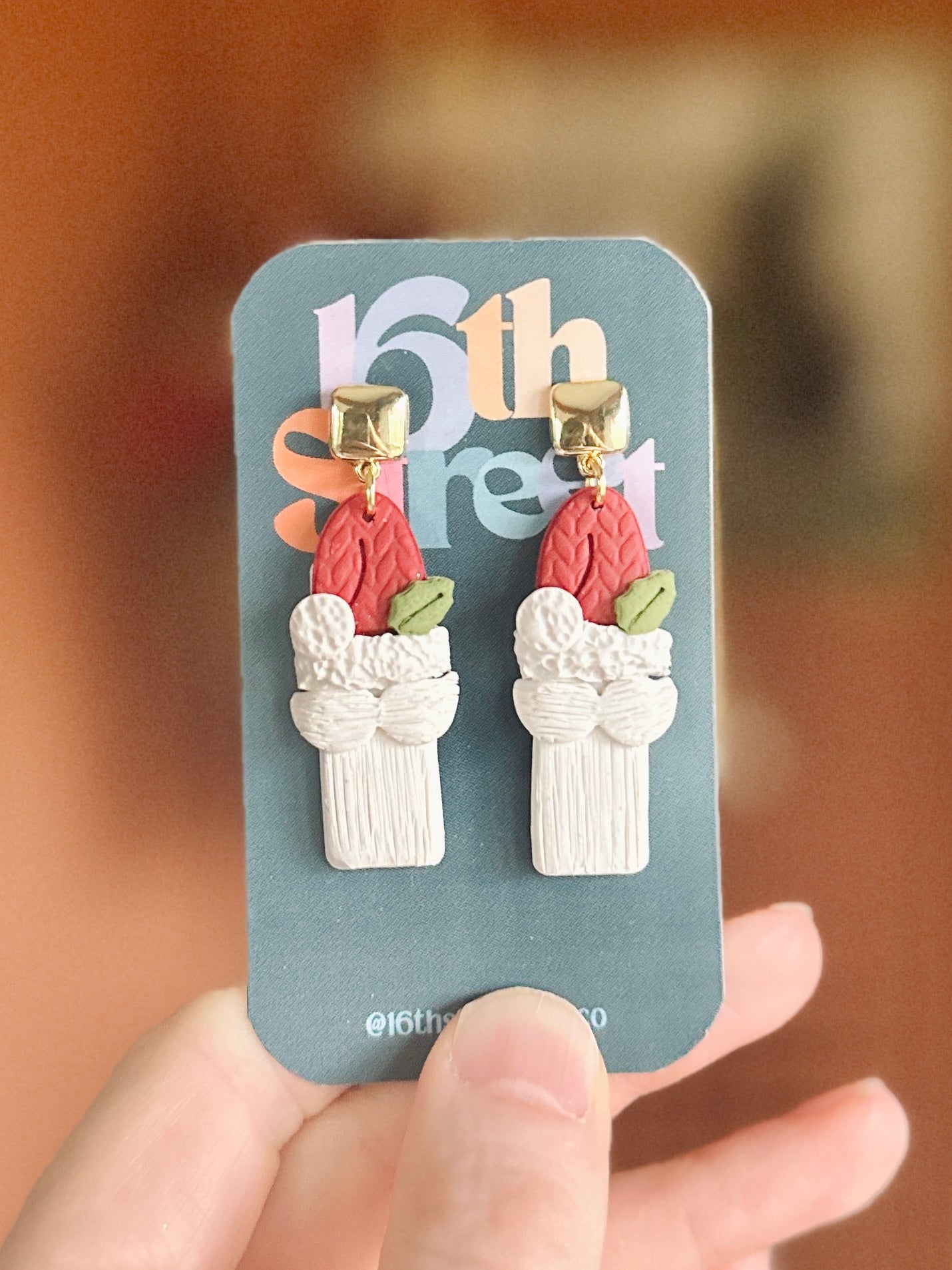 Craft Show Santa Dangles | Handmade Polymer Clay Earrings