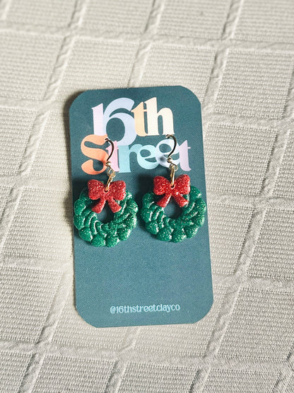 Wreath Dangles | Handmade Polymer Clay Earrings