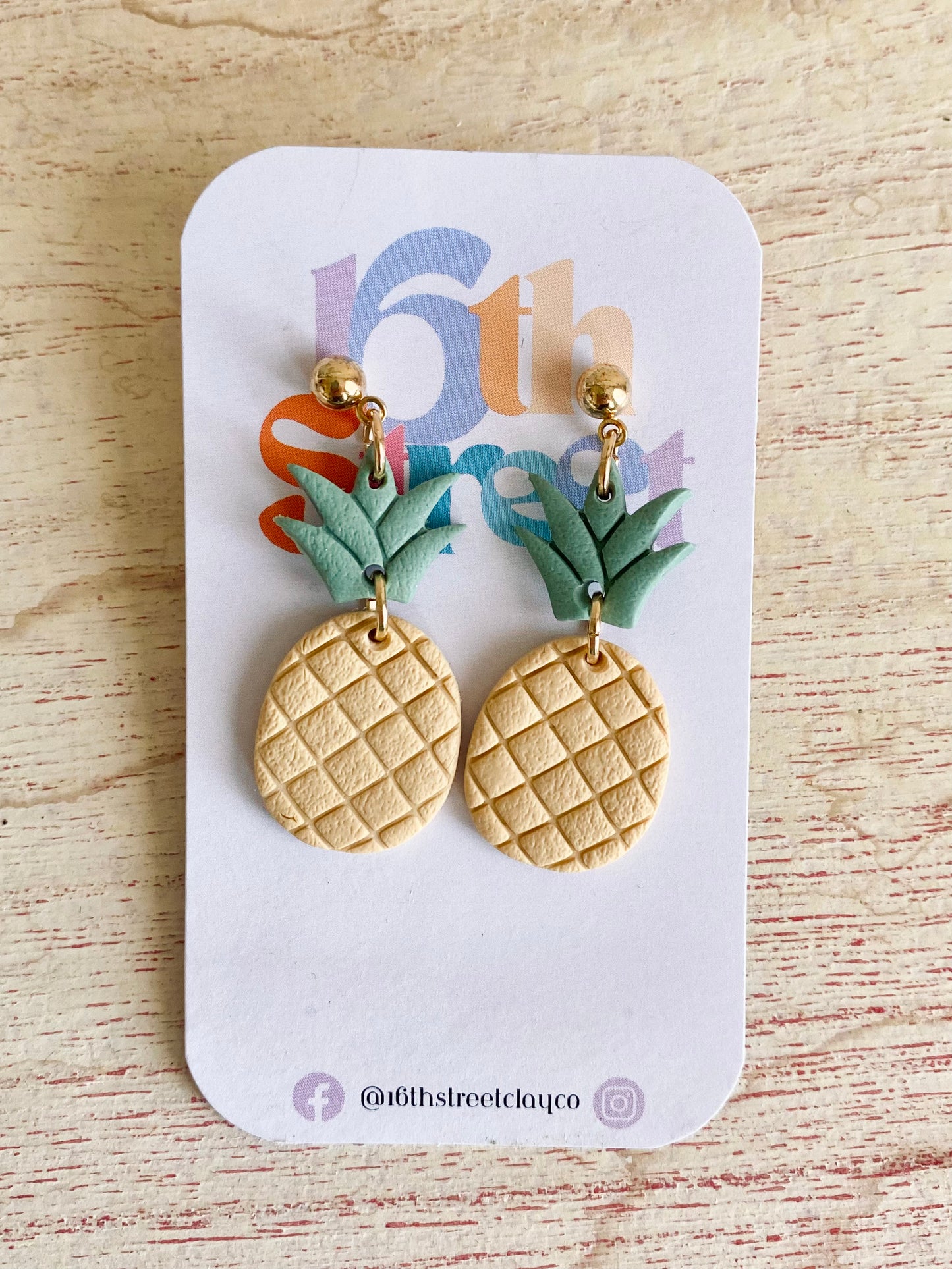 Pineapple Dangles | Handmade Polymer Clay Earrings