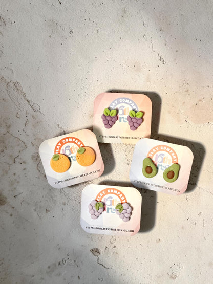Assorted Fruity Studs | Handmade Polymer Clay Earrings