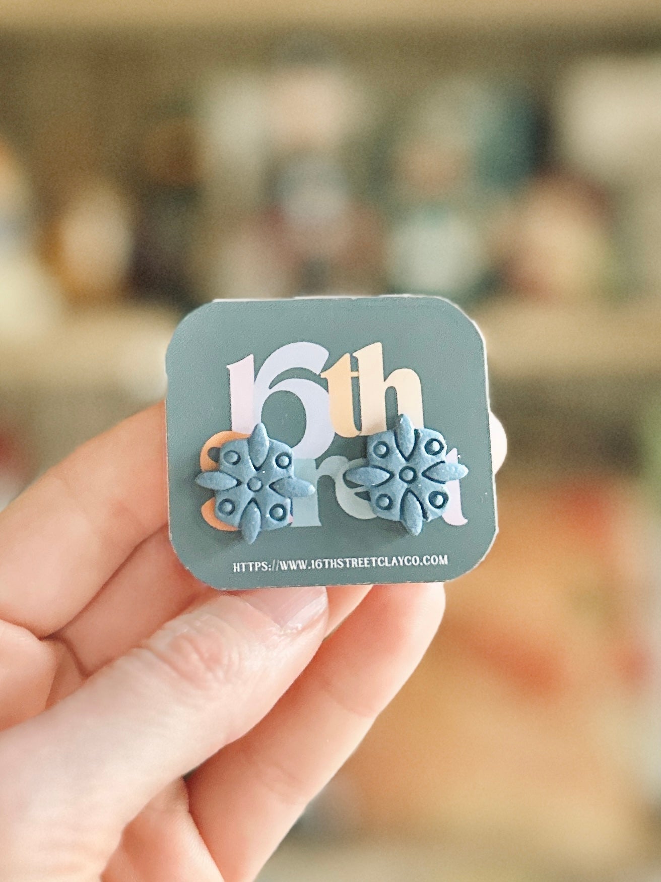 Winter Blue Studs | Handmade Polymer Clay Earrings