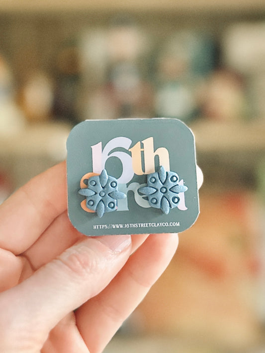 Winter Blue Studs | Handmade Polymer Clay Earrings