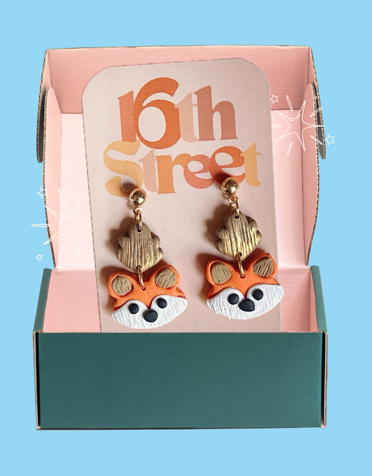 Fox Dangles | Handmade Polymer Clay Earrings
