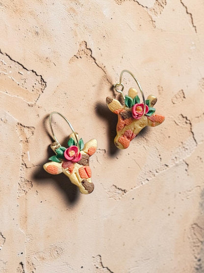 Floral Giraffe | Handmade Polymer Clay Earrings