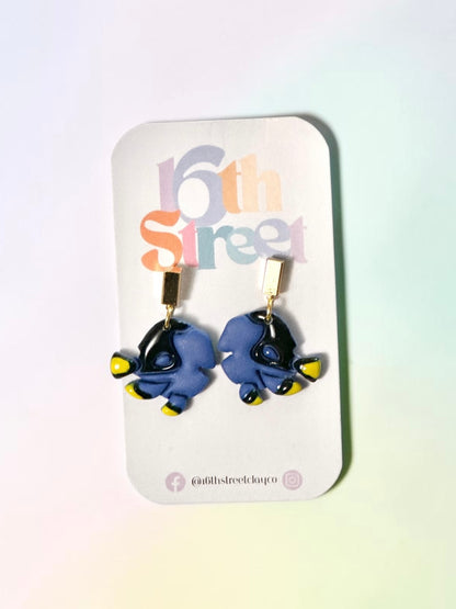 Blue Fish Dangles | Handmade Polymer Clay Earrings