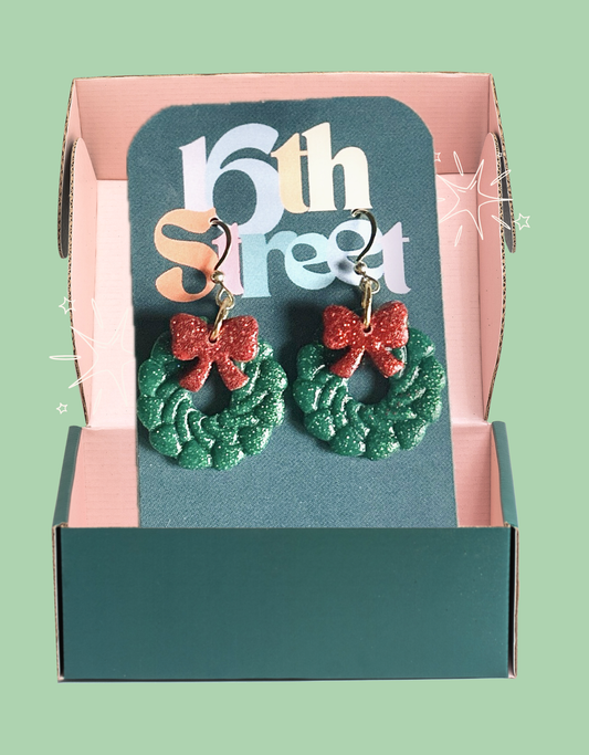 Wreath Dangles | Handmade Polymer Clay Earrings