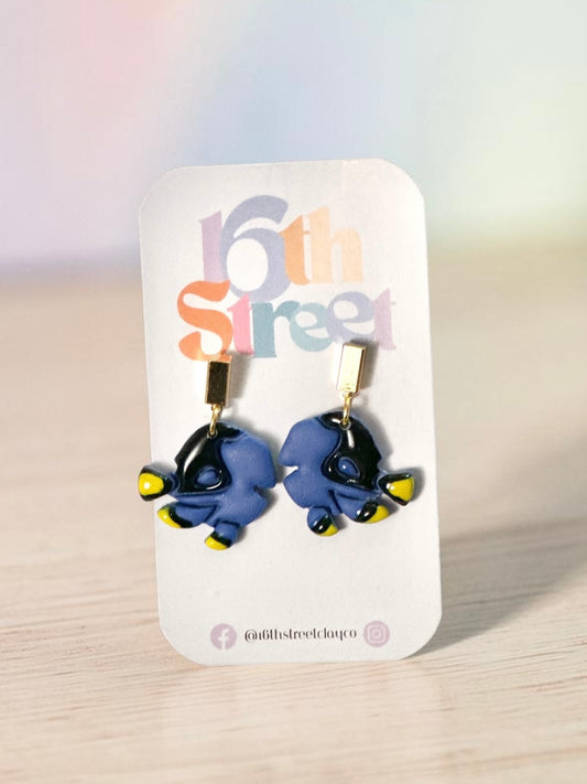Blue Fish Dangles | Handmade Polymer Clay Earrings