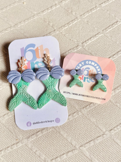 Mermaid Dangles/Studs | Handmade Polymer Clay Earrings