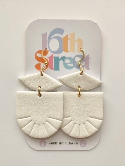 White Boho Dangles | Handmade Polymer Clay Earrings