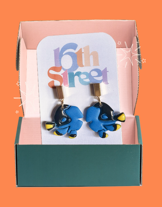Blue Fish Friend Dangles | Handmade Polymer Clay Earrings