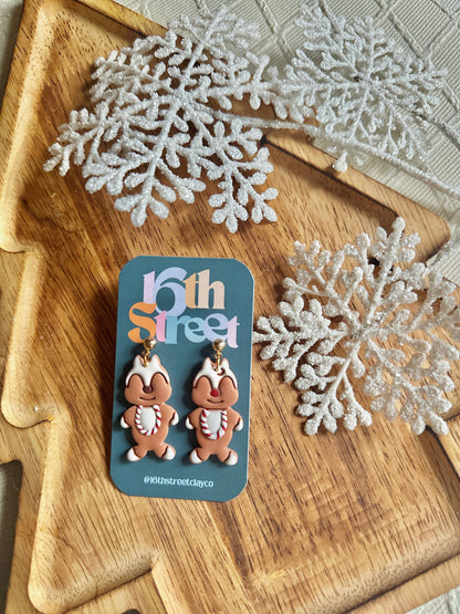 Gingerbread Chipmunk Dangles | Handmade Polymer Clay Earrings