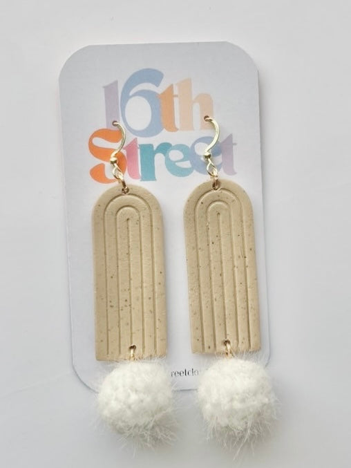 Tan Boho Arch Dangles | Handmade Polymer Clay Earrings