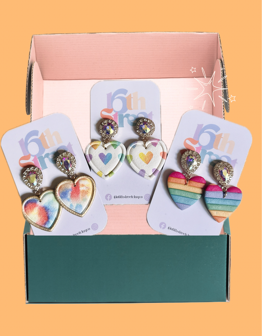 Fancy Heart Dangles | Handmade Polymer Clay Earrings
