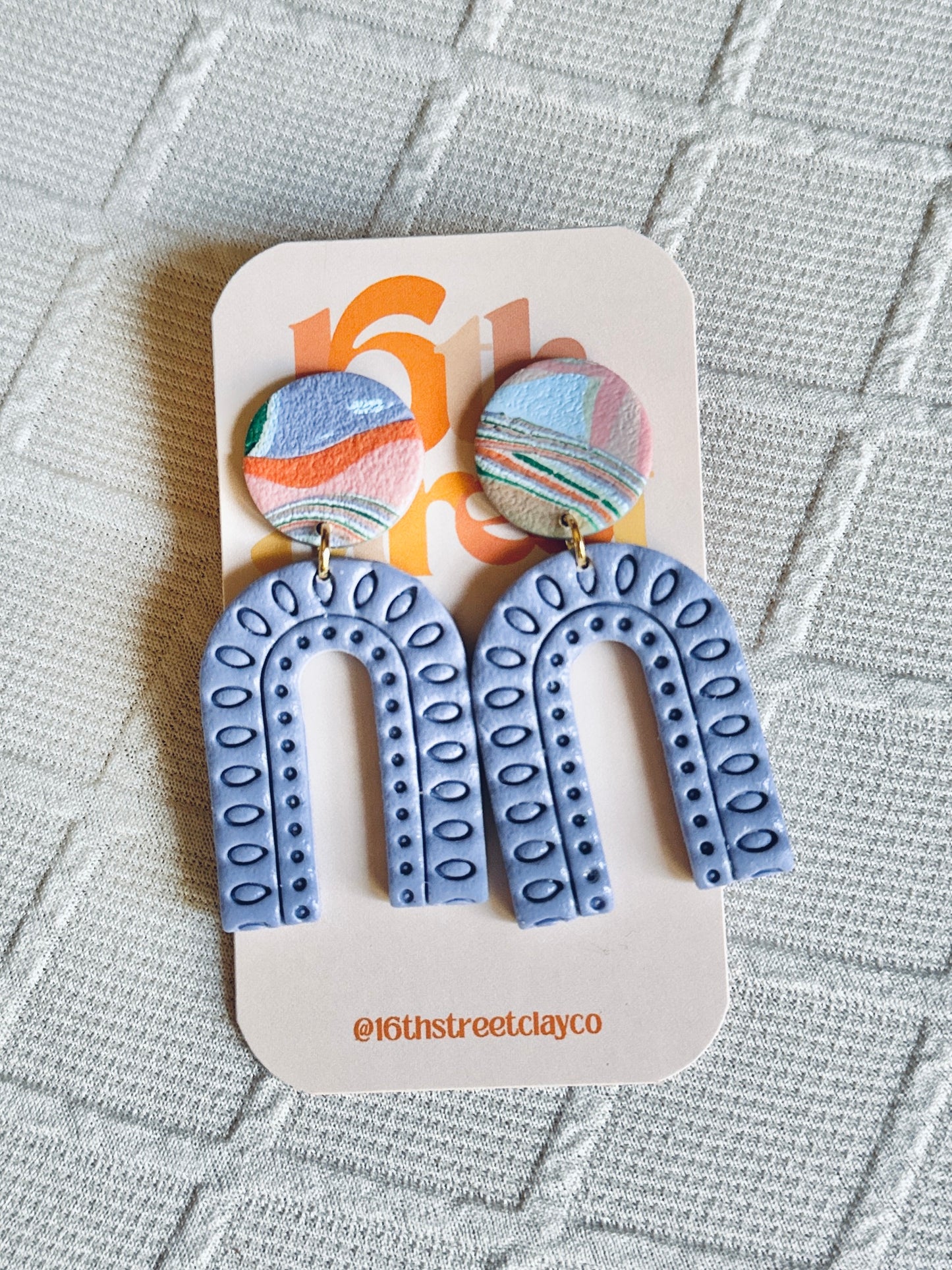 Purple Arch Dangles | Handmade Polymer Clay Earrings