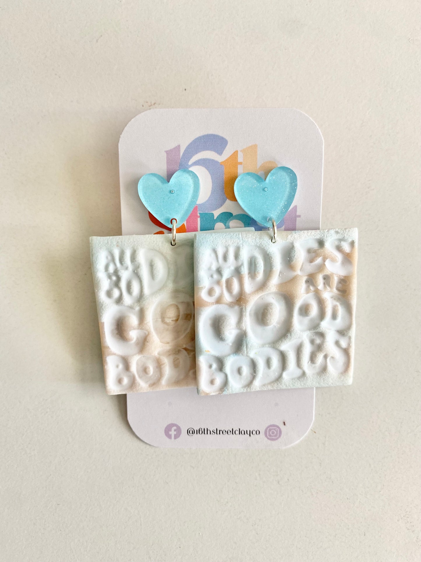 All Bodies are Good Bodies Dangles | Body Positive Handmade Polymer Clay Dangle Earrings