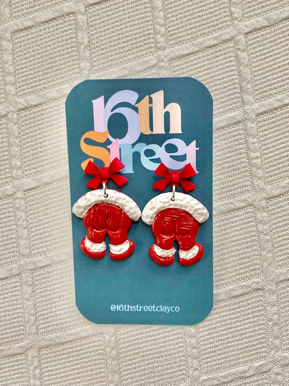 Santa Booty Dangles | Handmade Polymer Clay Earrings