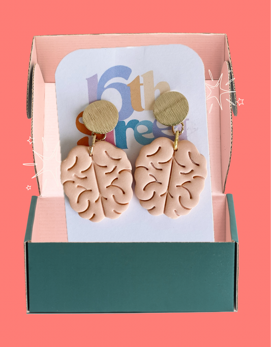 Brain Dangles | Mental Health Inspired Handmade Polymer Clay Earrings