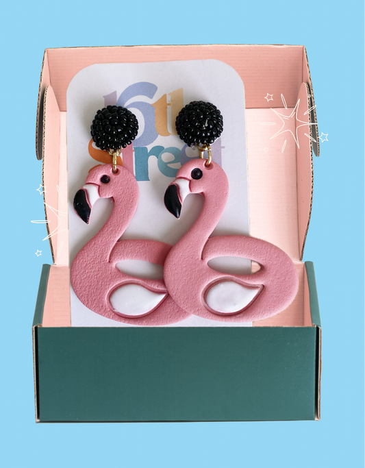 Pool Toy Flamingo Dangles | Handmade Polymer Clay Earrings