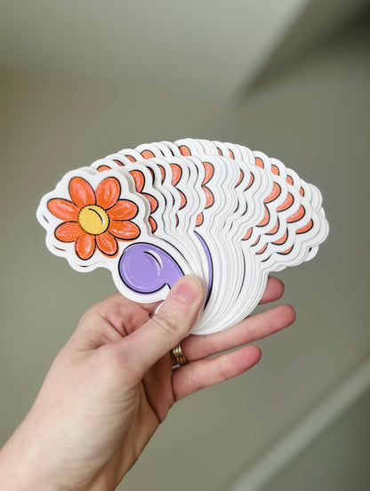 Semi Colon Floral 3” Sticker | Mental Health Inspired Gifts