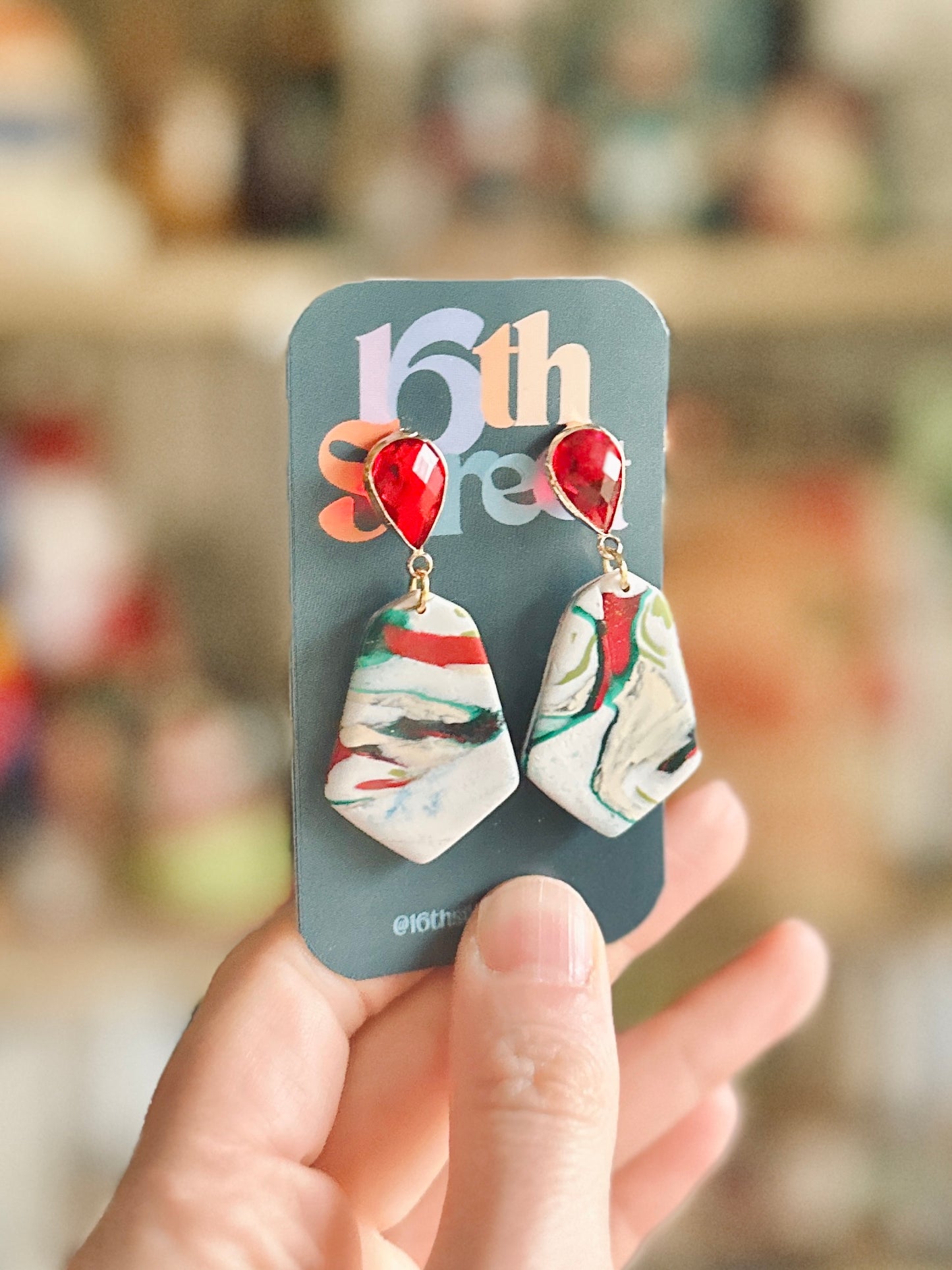 Fancy Christmas Dangles | Handmade Polymer Clay Earrings