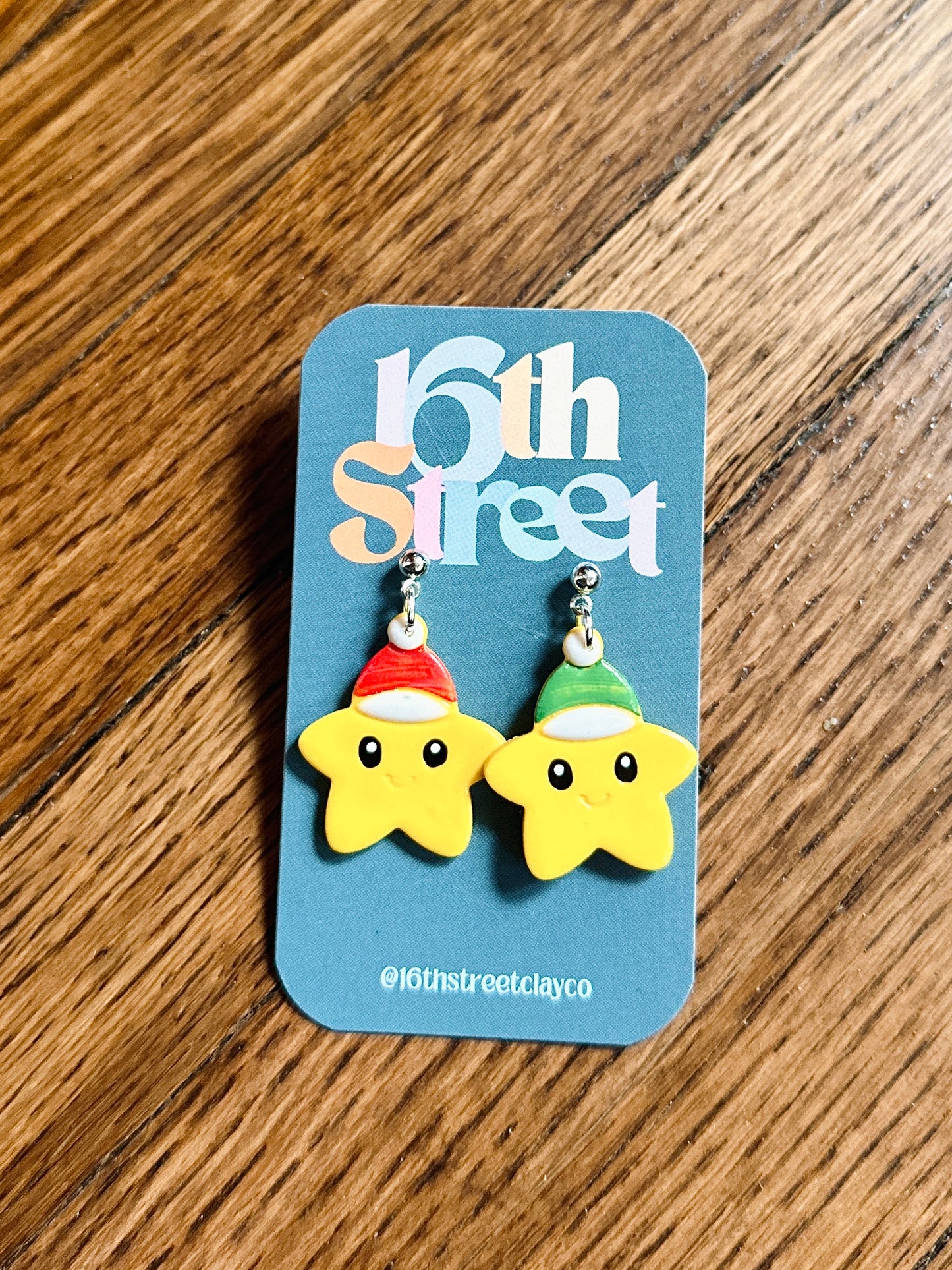 Happy Star Dangles | Handmade Polymer Clay Earrings