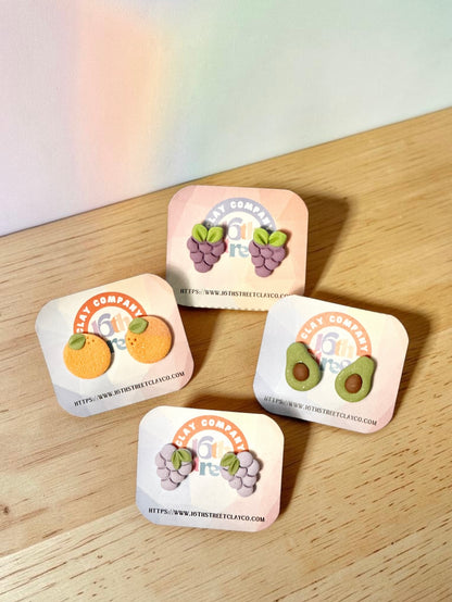 Assorted Fruity Studs | Handmade Polymer Clay Earrings