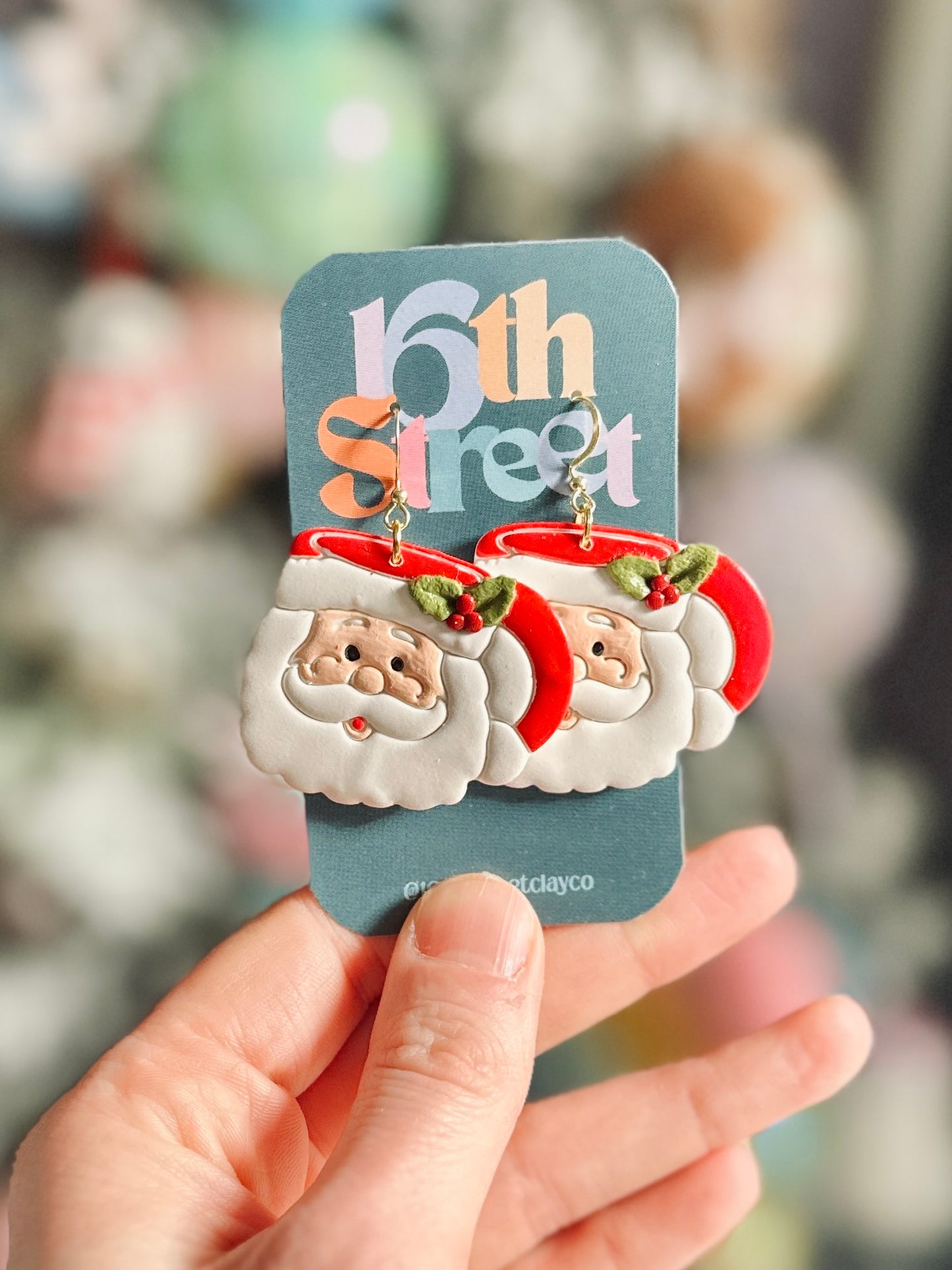Santa Cup Dangles | Handmade Polymer Clay Earrings