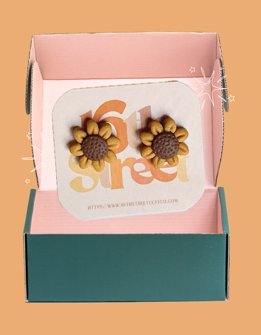 Sunflower Studs | Handmade Polymer Clay Earrings
