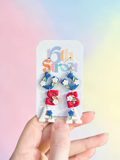 USA Dangles | Handmade Polymer Clay Earrings