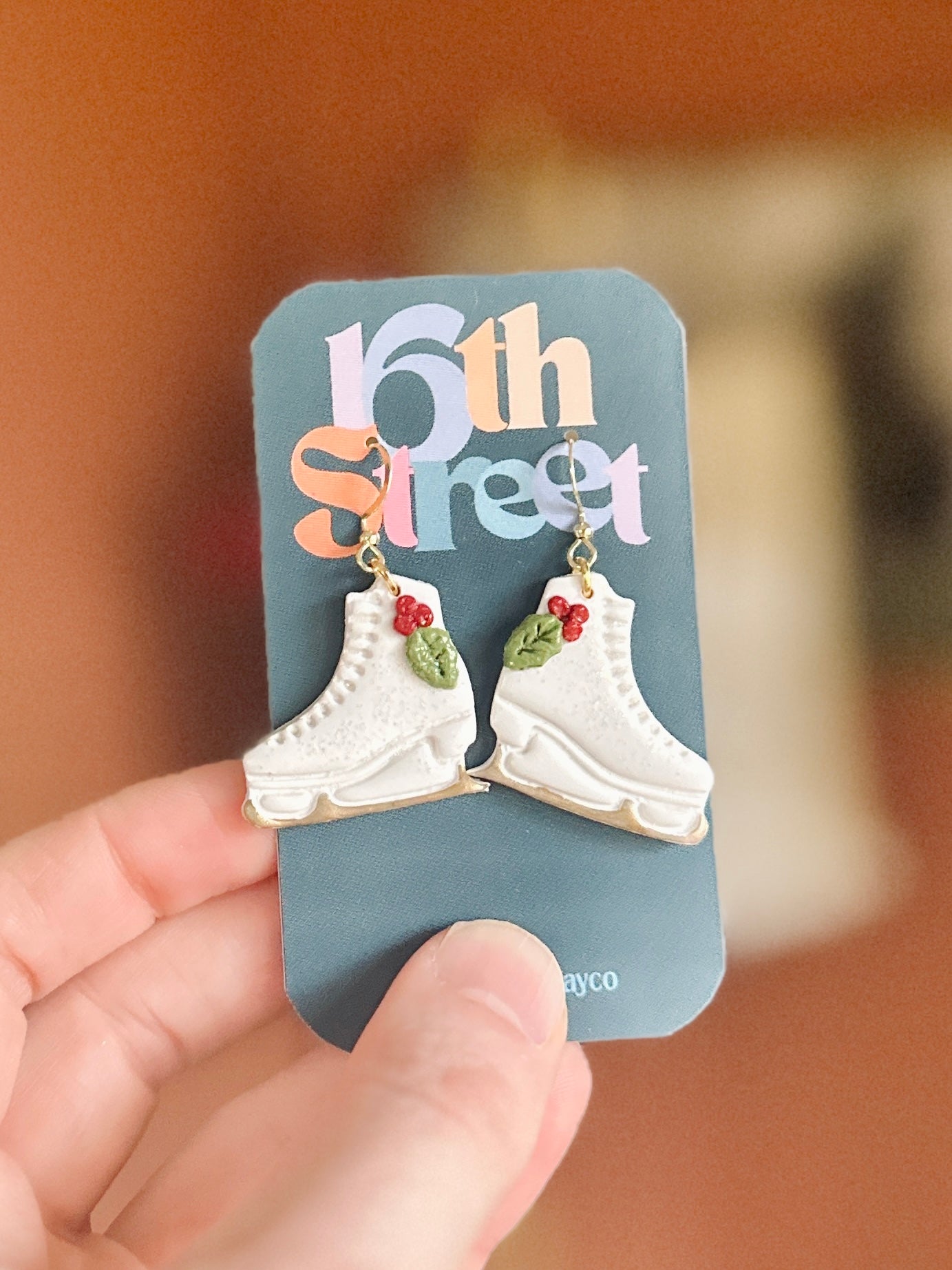 Floral Skates Dangles | Handmade Polymer Clay Earrings