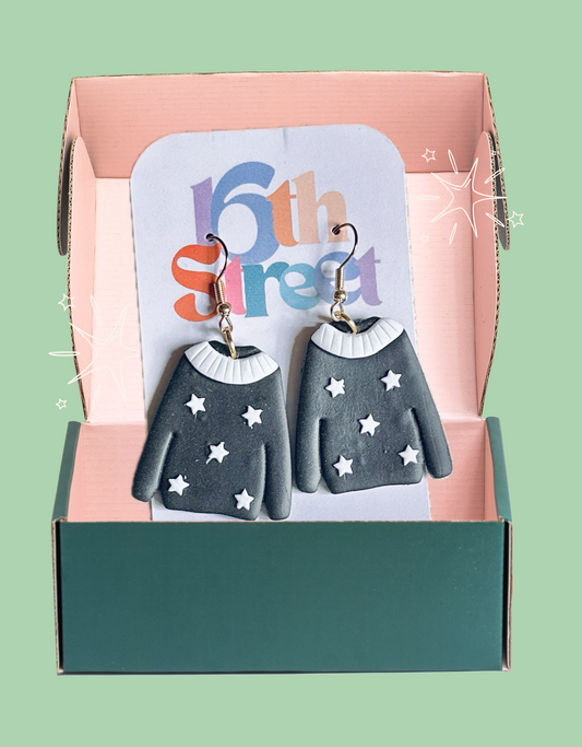 David Sweater Dangles | Handmade Polymer Clay Earrings