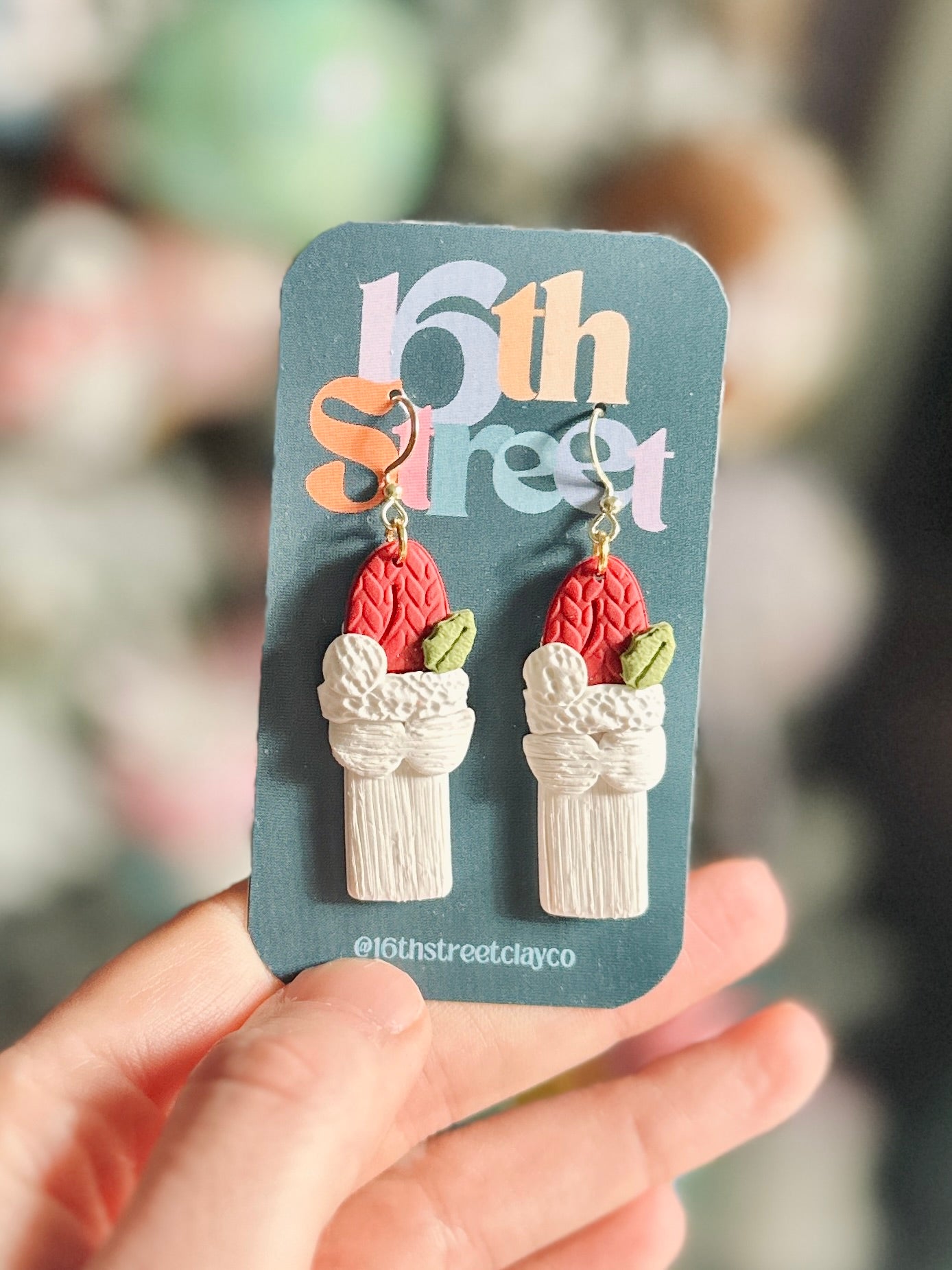 Craft Show Santa Dangles | Handmade Polymer Clay Earrings